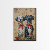 Christmas Dalmations Canvas Print, Cute Dog Wall Art, Dog Painting