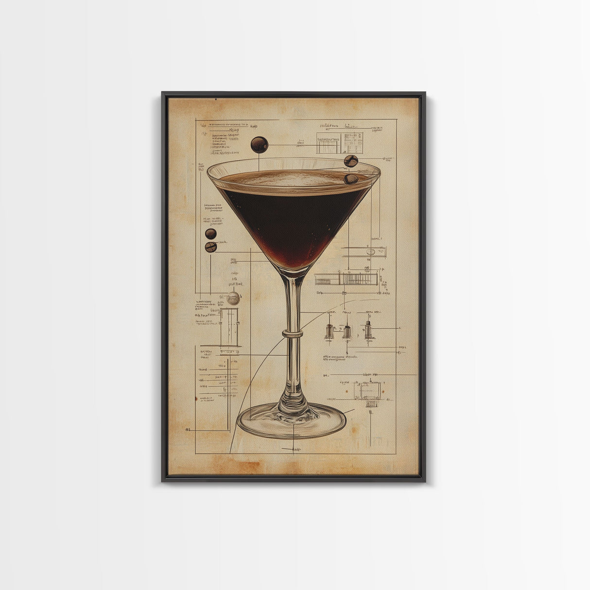 Espresso Martini Wall Art Canvas Print, Cocktail Painting, Cocktail Decor, Bar Decor, Home Bar Wall Art, Kitchen Wall Art