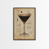 Espresso Martini Wall Art Canvas Print, Cocktail Painting, Cocktail Decor, Bar Decor, Home Bar Wall Art, Kitchen Wall Art