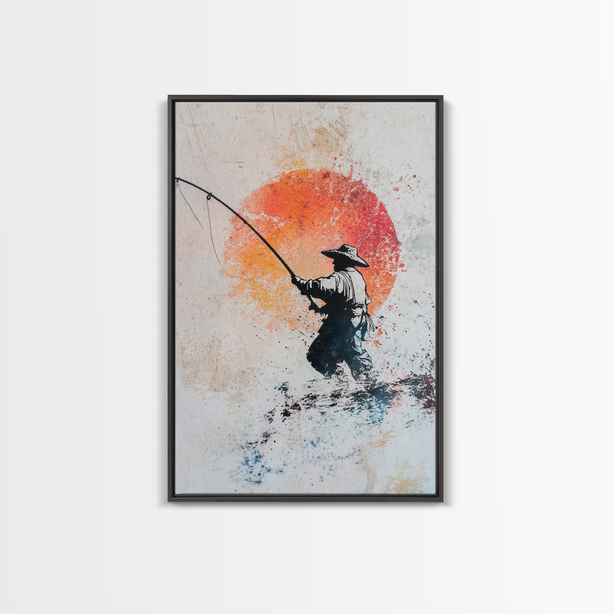 Fisherman Gift Idea, Fisherman Painting Print, Retro Wabi Sabi Fisherman Painting, Gift For Fisher, Fishing Gift, Gift For Dad
