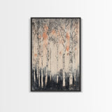Framed Canvas Print Wall Art Print White Birch Tree Forest Landscape Art Print Minimalist Nature Wall Art Living Room Decor Birch Painting