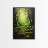 Forest At Dusk Painting Print, Spooky Art, Fantasy Art, Nature Landscape Painting Canvas Print, Landscape Decor, large wall art