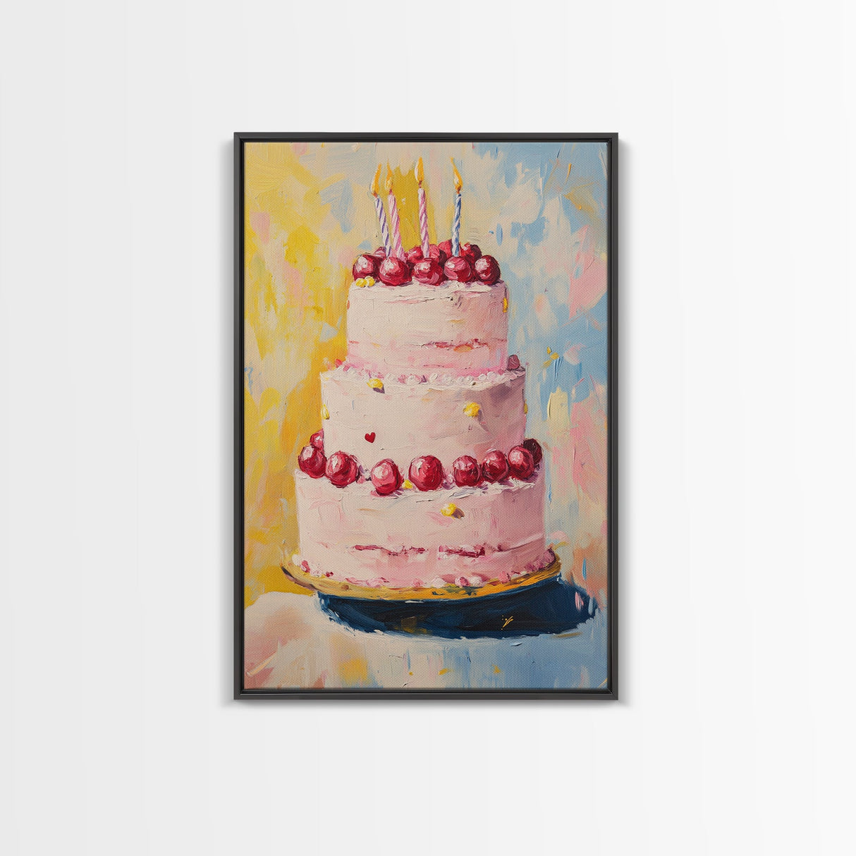 Large Original Birthday Cake Oil Painting Canvas Print, Abstract Wedding Cake, Wedding Decoration, Dessert Art, Kitchen Decor, Kitchen Art