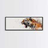 Panoramic Tiger Roar, Statement Piece Wall Art, Framed Canvas Print, Tiger Art, Tiger Painting, Tiger Print, Gift Idea for Him, Man cave art