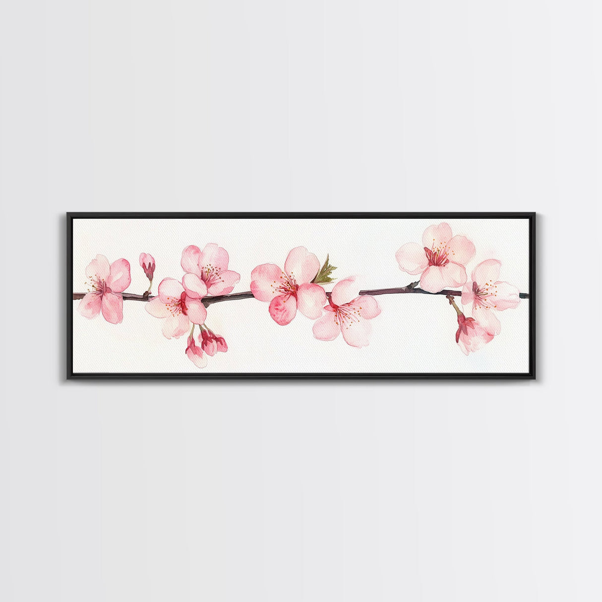 Panoramic Cherry Blossoms Painting Print - Oil Painting Canvas Print of Cherry Blossoms - Elegant Japanese Cherry Blossoms Painting