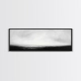 The Sea is Calm Panoramic Canvas Print, Seascape Painting, Black and White Nautical Art, Moody Decor, Muted Art, Subdued Art
