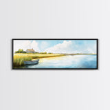 Beautiful Sescape Landscape Painting Print - Panoramic Wall Art - Nautical Landscape Painting, Beach House Art, Lake House Art
