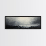 A storm rolls in over the ocean, framed canvas print - wood framed wall art - seascape painting - ocean painting