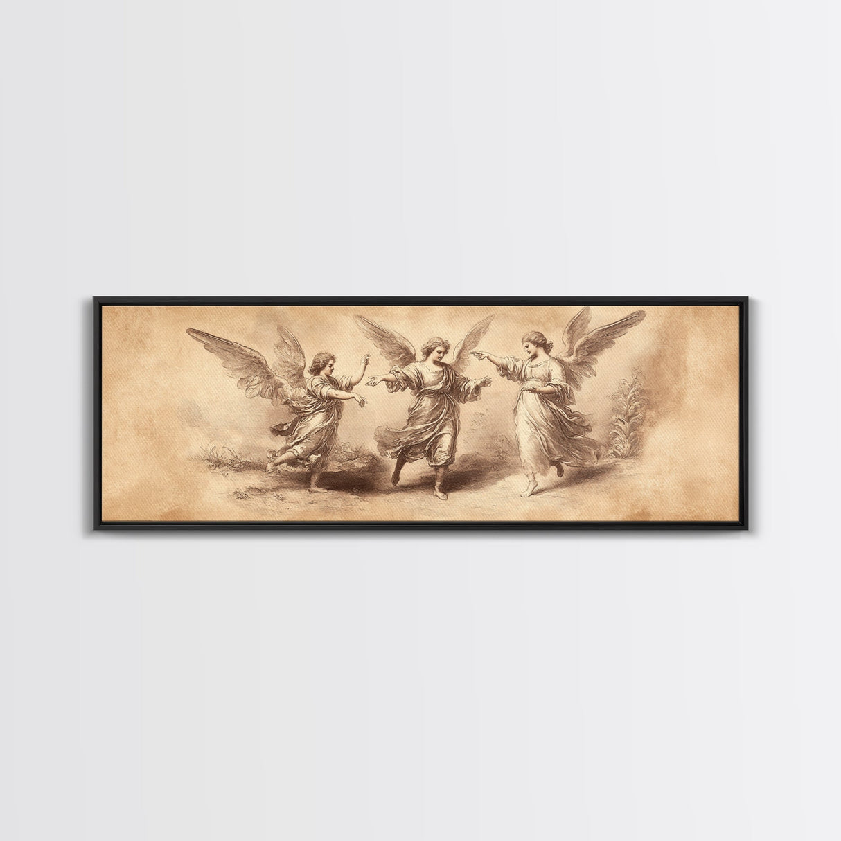 Guardian Angel Painting Print, Angelic Wall Art, Angel Painting, Guardian Angels Print, Original Panoramic Angel Painting, Angel Sketch