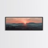 Smoky Mountains Art, Framed Canvas Print, Smoky Mountain Art Panoramic Painting Print, Great Smoky Art, Great Smoky Mountains