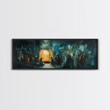 Horizontal Nativity Scene Painting Print, Framed Canvas Print, Nativity Art, Christmas Decor, Traditional Christmas Wall Art