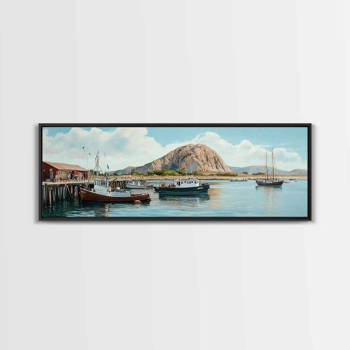 Morro Bay Panoramic Art, Nautical Landscape Painting, Canvas Print, Seascape Panoramic Painting, Seascape Landscape Wall Art Home Decor