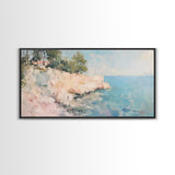 Cliffs Of Moher Oil Painting Print, Boho Whimsical Nautical Landscape Painting Print, Seascapes Wall Art, Kitsch Decor, Eclectic Art