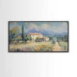 Whimsical Modern Art, Framed Canvas Print, Oil Painting of a Chalet, Kitsch Home Decor, Original Oil Painting, Victorian Painting