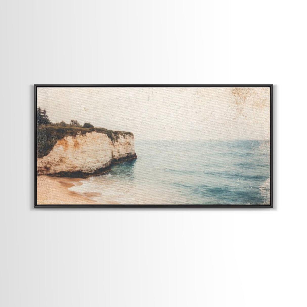 White Cliffs of Dover Framed Canvas Print, Oil Painting of England, England Original Painting, England Wall Art, England Themed Decor