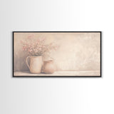 Beautiful Still Life Oil Painting Canvas Print, Boho Wall Art, Kitsch Home Decor, Kitchen Wall Art, Painting of Flower Pots