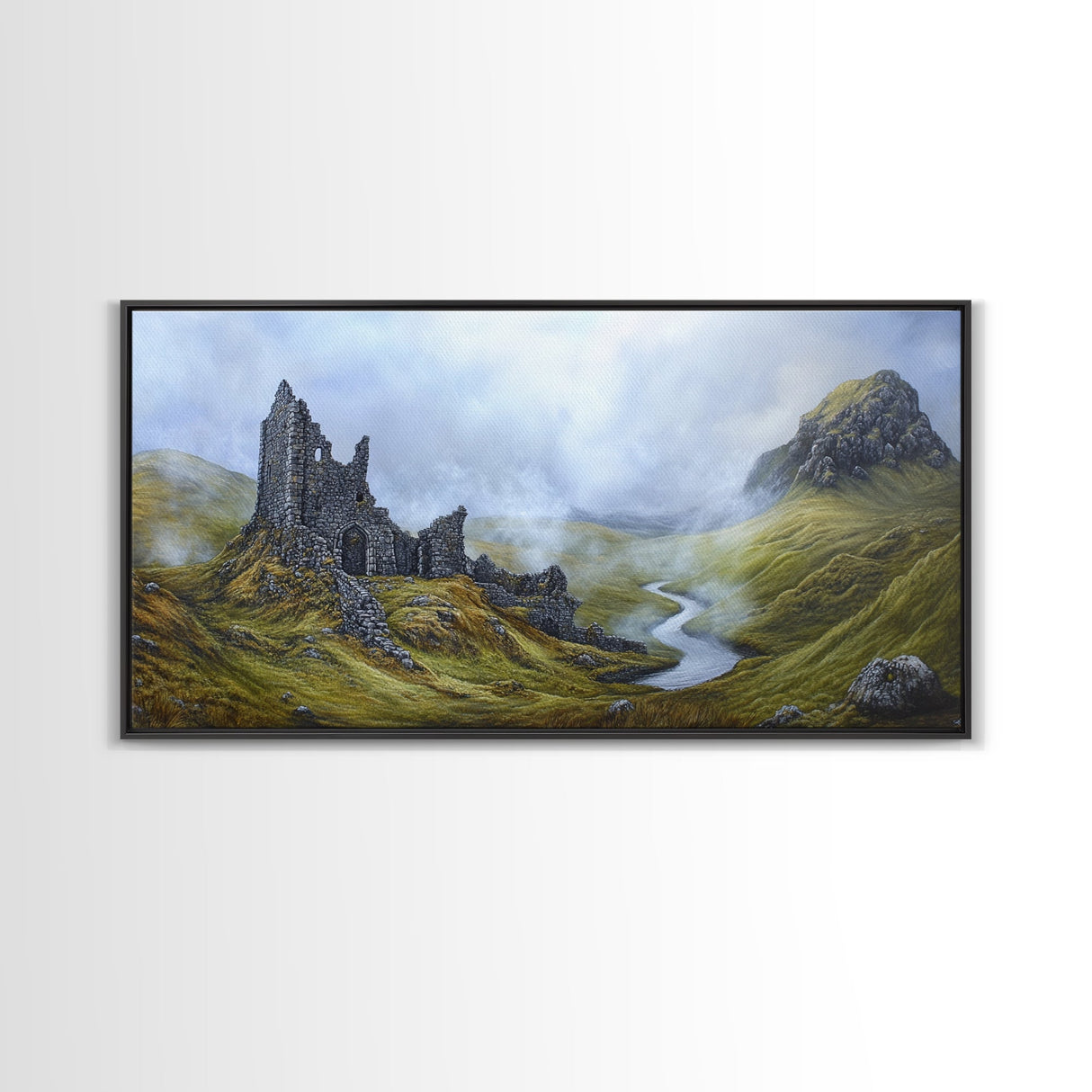 Irish Castle Ruins Painting Canvas Print, Ireland Landscape Painting Print, Ireland Wall Art, Man Cave or Office Home Decor, Above Sofa Art