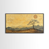 Wabi Sabi Landscape Painting Print - Framed Canvas - Vintage Landscape Painting