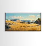 Retro Western Landscape Painting Print, Boho Southern Decor, Fall Decor, Above mantle Art, Centerpiece Art, Landscape Oil Painting