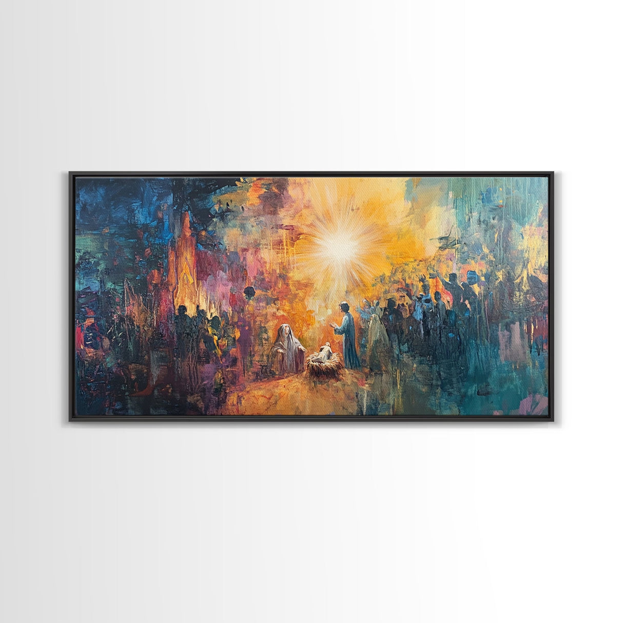 Nativity Painting Canvas Print | Christmas Wall Art | Christian Art | Christian Painting | Nativity Drawing | Nativity Oil Painting | Living Room Art