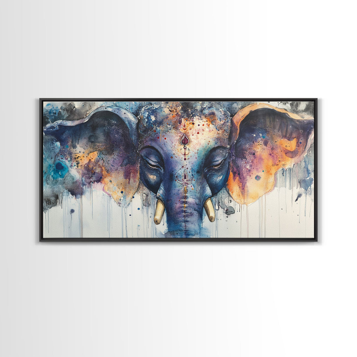 Ganesh Wall Art - Framed Canvas Print - Indian Wall Art - Ready To Hang - Hindu Wall Art - Hindu Painting - Ganesh Painting