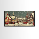 Funky Christmas Village Wall Art Oil Painting Print, Christmas home Decor, Christmas Art, Ready To Hang Painting, Christmas Painting