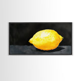 A Whole Lemon - Framed Canvas Print - Abstract Watercolor Lemon Painting - Kitchen Wall Art