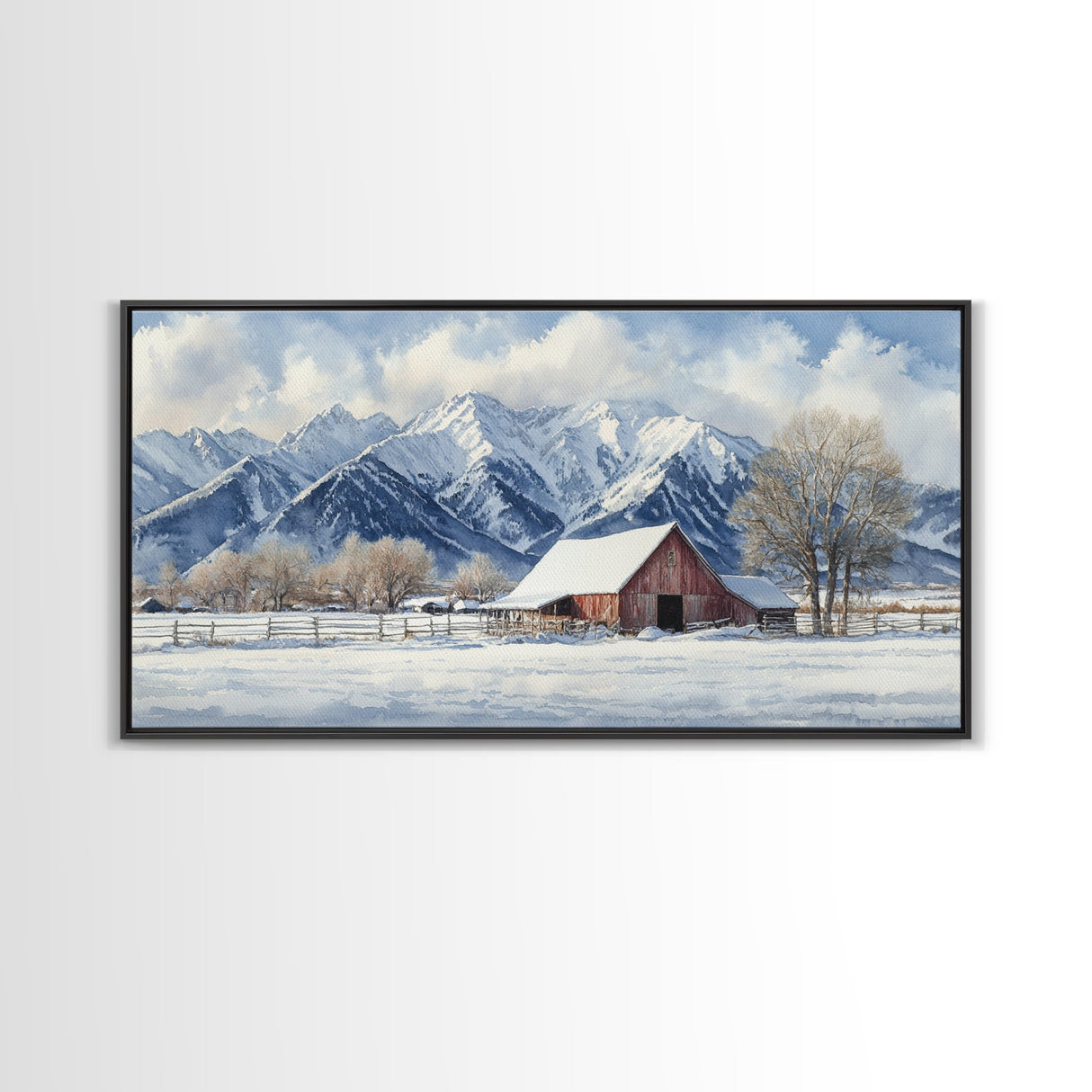 Winter Cabin Oil Painting Print - Rustic Farmhouse Decor - Modern Farmhouse - Cabin Decor - Rural America Oil Painting Print