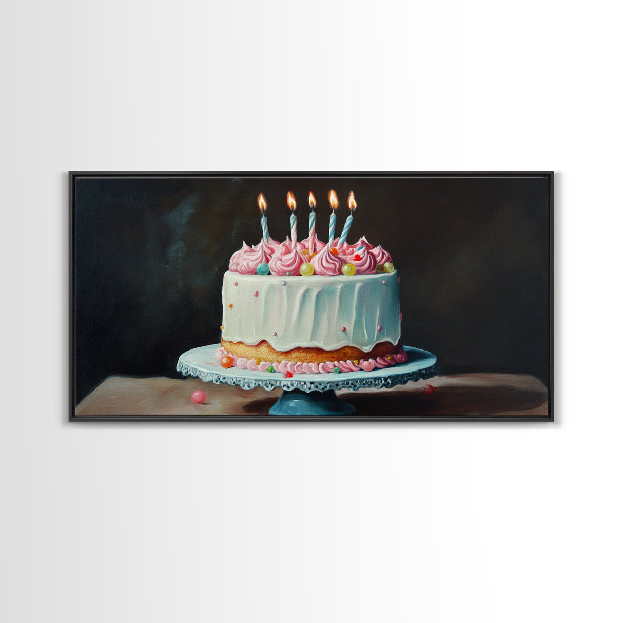 Painting Print of a Wedding Cake, Framed Canvas Art, Kitchen Decor, Wedding Decor, Kitchen Wall Art