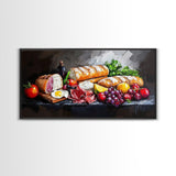 Kitchen Wall Art, Painting of a Charcuterie Board, Kitchen Decor, Modern Art, Food Still Life, Food Oil Painting, Kitchen Painting