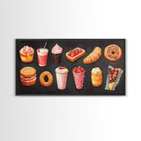Retro Kitchen Wall Art Canvas Print, Oil Painting Of Desserts, Kitsch Home Decor, Dining Room Art, Restaurant Wall Art, Decor for Restaurant