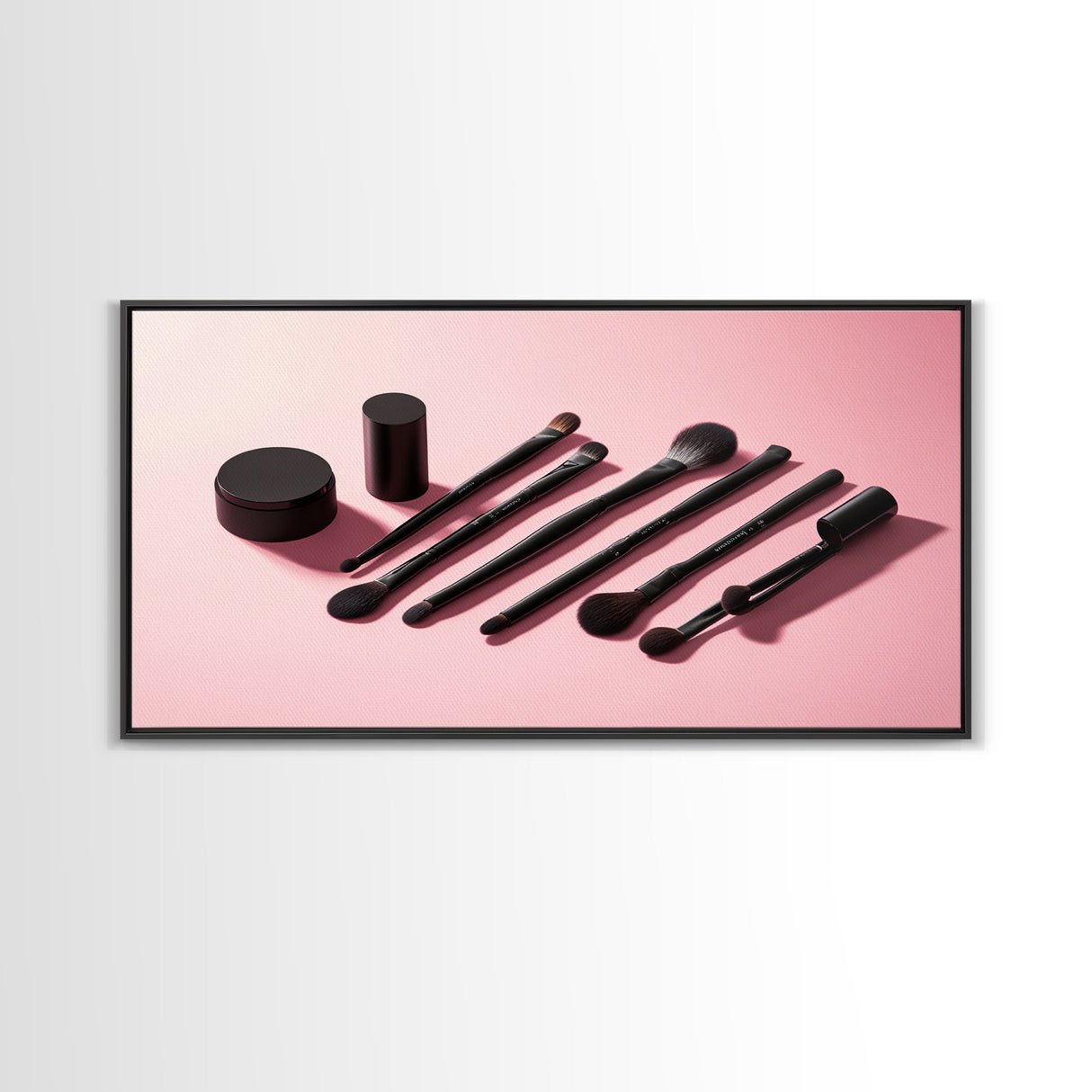 Makeup Brushes Framed Canvas Print - Makeup Wall Art - Preppy Dorm Room Decor - Makeup Painting