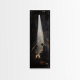 Tall Skinny Nativity Painting Canvas Print, Christmas Wall Art, Christmas Decor, Nativity Oil Painting, Jesues In His Manger