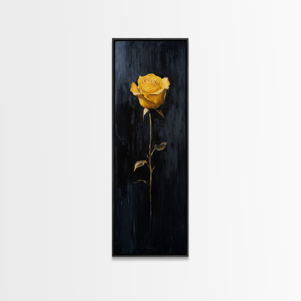 Golden Rose Painting Framed Canvas Print Elegant Art Nouveau Flower Decor, Rose Painting, Yellow Flower Canvas, Living Room Botanical Prints