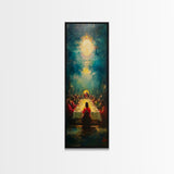Last Supper Wall Art Framed Canvas Print Vibrant Christ Apostles Painting, Christian Art, Dark Religious Decor, Unique Holiday Gift, Spiritual Canvas