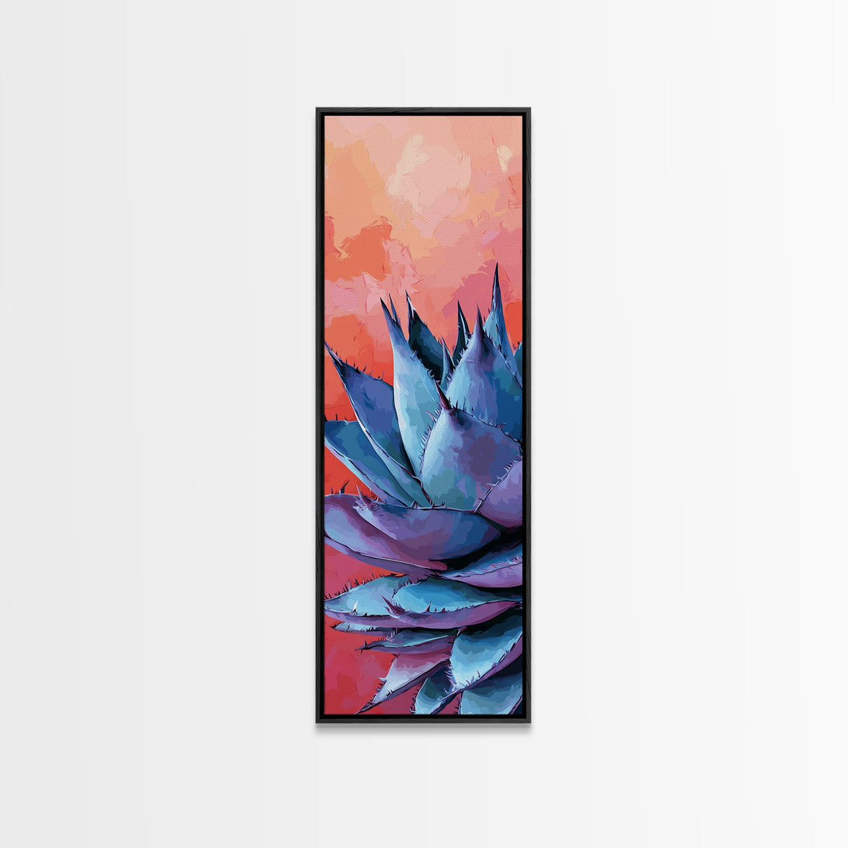 Blue Agave at Sunset Canvas Print Pink Orange Wall Art Coastal Decor Desert Botanical Prints Boho Art Bedroom Decor