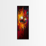 Retro Disco Ball Painting Print, Framed Canvas, Dance Studio Decor, Dance Room Art, Disco Ball Wall Art, Tall Narrow Decor, Skinny Art
