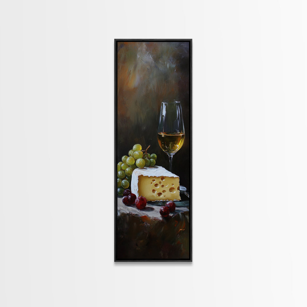 Framed Canvas Print Cheese and Wine Kitchen Art Farmhouse Decor Food Review Wall Art Culinary Kitchen Print