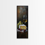 Framed Canvas Print Cheese and Wine Kitchen Art Farmhouse Decor Food Review Wall Art Culinary Kitchen Print