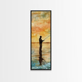Framed Canvas Print Fishing Silhouette Art Above Sofa Art Southwest Wall Art Gift Idea Living Room Art Nature Lover's Unique Home Decor