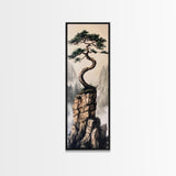 Framed Canvas Print Wabi Sabi Art Coastal Landscape Nautical Wall Art Pine Tree Artwork Living Room Decor Above Couch Art Serenity Gift