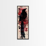 Framed Canvas Print Rustic Bird Art Southwest Style Raven Painting Tall Narrow Art Statement Piece Bedroom Art Halloween Fall Decor