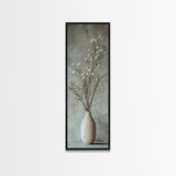 Framed Canvas Print Tall Skinny Art with Rustic Wildflower Painting, Botanical Wall Art, Wabi Sabi Art, Living Room Decor, Gift Idea Her
