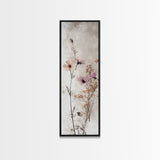 Framed Canvas Print Moody Wildflower Painting on Canvas, Minimalist Botanical Art, Cozy Autumn Decor, Above Couch Art, Rustic Wall Art