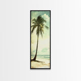 Framed Canvas Print Tall Palm Tree Art Coastal Cowgirl Wall Art, Beach Living Room Decor, Tropical Nautical Art, Skinny Wall Canvas Print