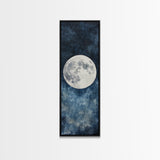 Framed Canvas Print Majestic Moon on Dark Sky, Coastal Inspired Wall Art, Nautical Home Decor, Large Wall Art Above Sofa Gift Him