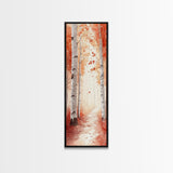 Framed Canvas Print Autumn Birch Tree Painting, Rustic Forest Scene, Cozy Fall Wall Art, Living Room Decor, Nature-Inspired Gift