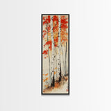 Canvas Print Japanese Birch Trees in Autumn, Traditional Wabi Sabi Art, Rustic Decor Above Bed Wall Art, Cozy Fall Living Room Decor
