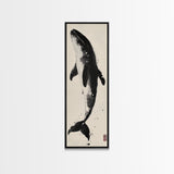 Majestic Humpback Whale in Striking Monochrome Ink Style – Sophisticated Canvas Print for Marine Life Enthusiasts and Nautical Wall Decor