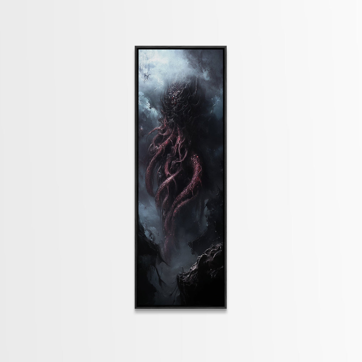 Cthulu Cosmic Horror Wall Art Canvas Print - Tall Skinny Narrow Wall Art - Accent Piece - Halloween Decor - Cosmic Horror Painting